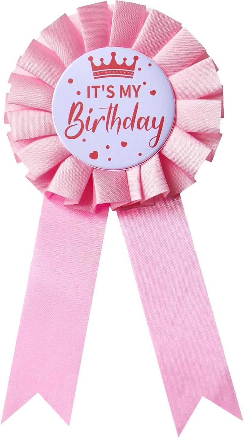 ALXAZA It's My Birthday Badge Pin Satin Birthday Ribbon Pin for Women & Men Happy Birthday Brooch Pins Party Decorations - Image 1